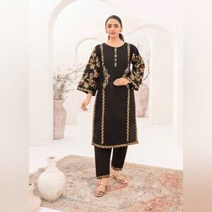 Black Embroidered Kurta Set